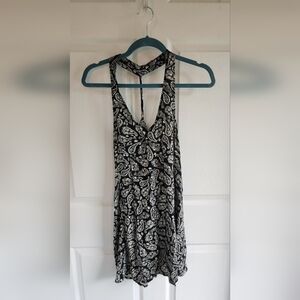Forever 21 Rayon Black and White Paisley Print Tank Dress Size Medium Good Used